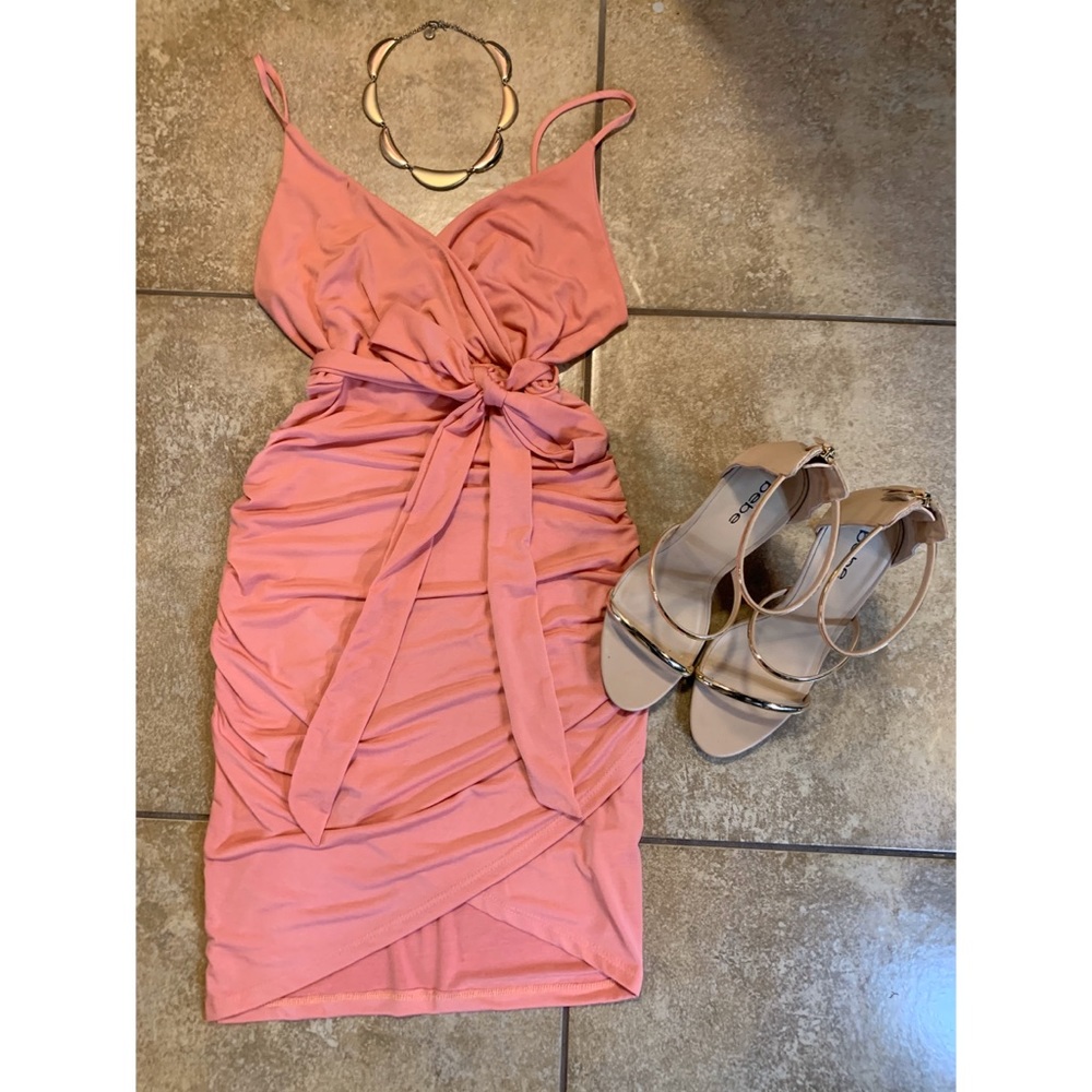 Pink Spaghetti Strap Mini Dress
